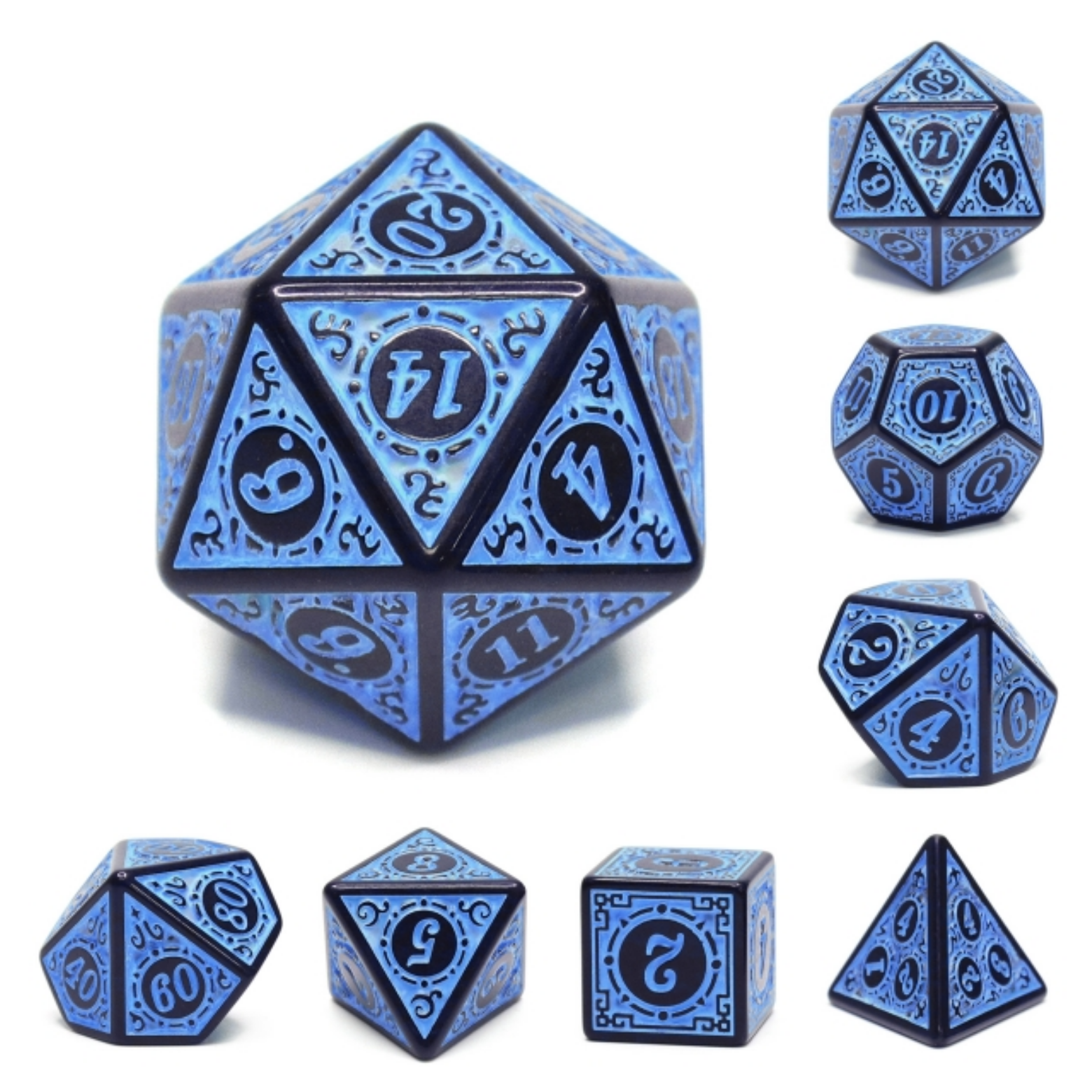 blue flaming dice
