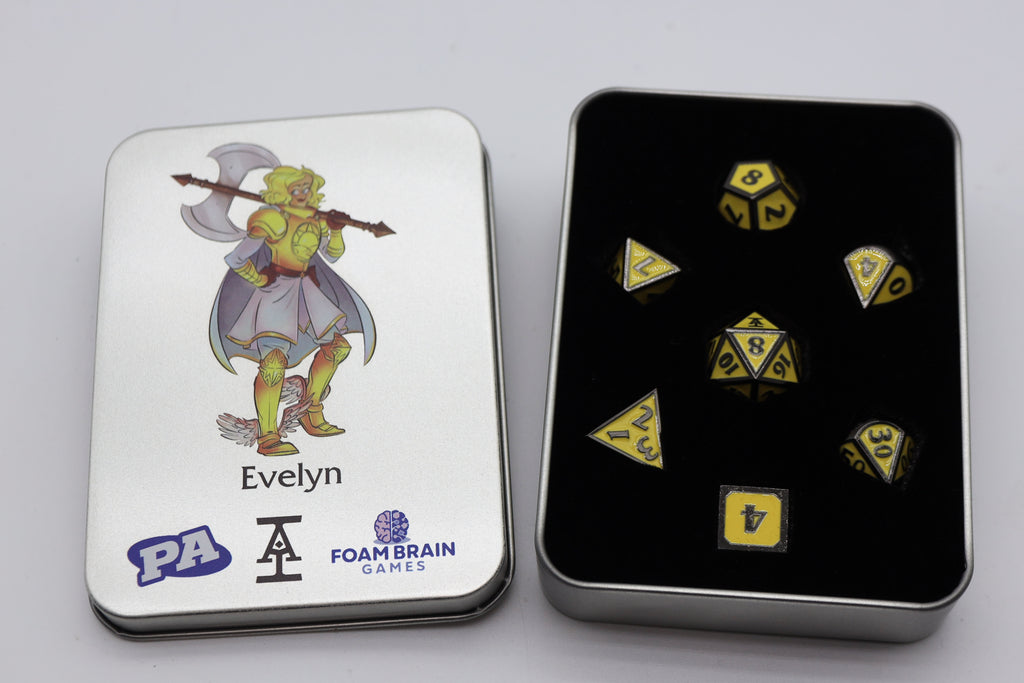 Acquisitions Inc Character Dice: Evelyn (2nd Edition) Metal Dice Foam Brain Games