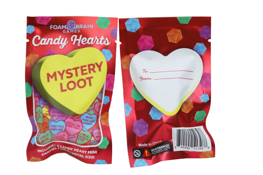 Mystery Loot: Candy Hearts 3 Metal Dice Foam Brain Games