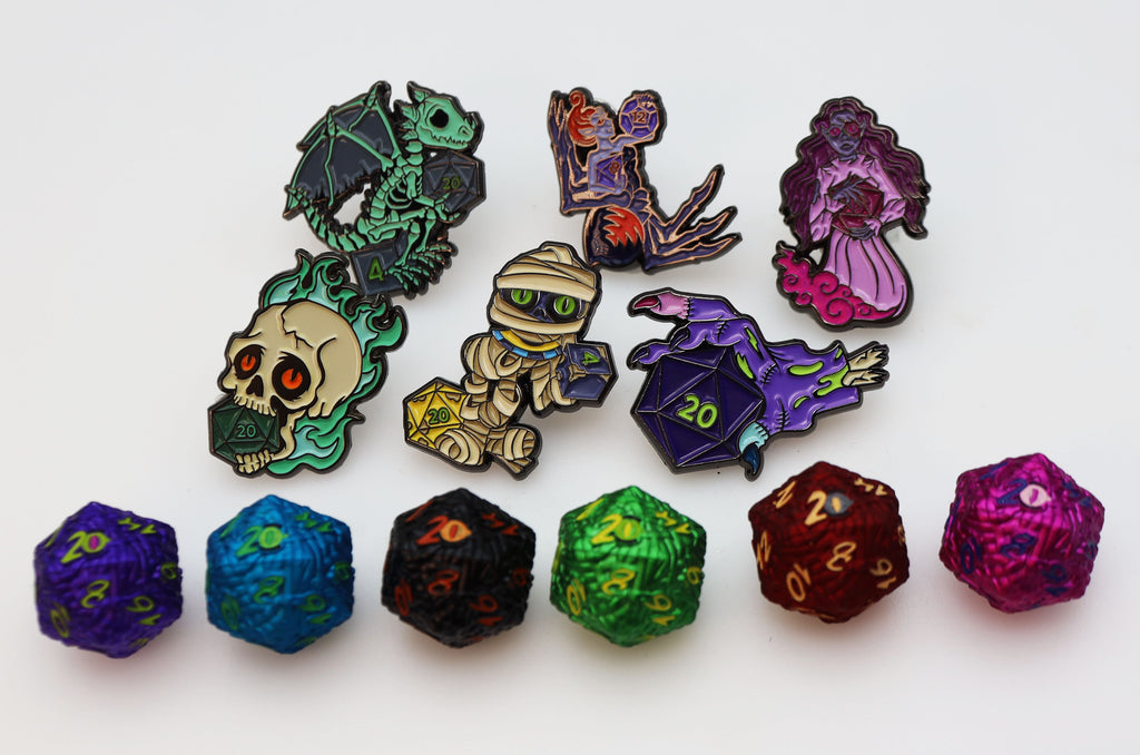 Mystery Loot: Critters of the Crypt - Complete Set Metal Dice Foam Brain Games