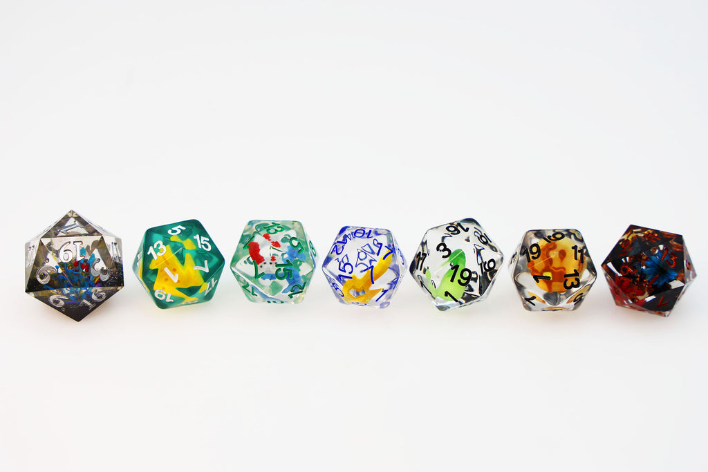 Custom Inclusion Resin RPG Dice Sets Custom Product Foam Brain Games