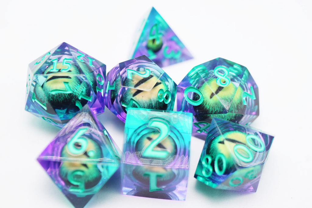 Sharp Edge Moving Eye RPG Dice Set - Enchanted Cyclops Plastic Dice Foam Brain Games