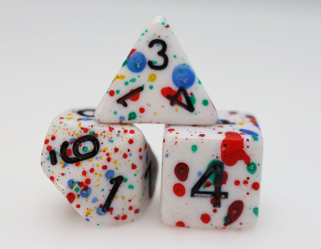 Paint Splatter RPG Dice Set Plastic Dice Foam Brain Games