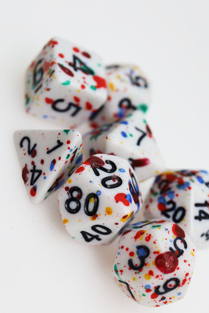 Paint Splatter RPG Dice Set Plastic Dice Foam Brain Games