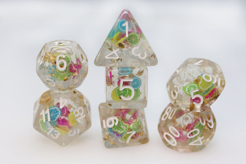 Tropical Punch RPG Dice Set Plastic Dice Foam Brain Games