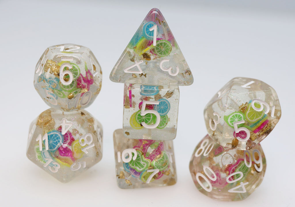 Tropical Punch RPG Dice Set Plastic Dice Foam Brain Games