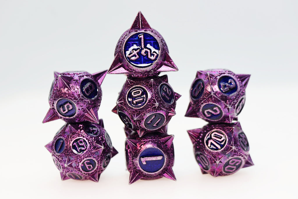 Meteor Storm: Peculiar Purple - Metal RPG Dice Set Metal Dice Foam Brain Games