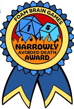 Pin Bazaar: Narrowly Avoided Death Award Pin (Gen Con 2024) Enamel Pin Foam Brain Games