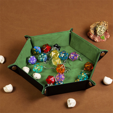 Leatherette & Velvet Dice Tray (Grass Green Hex) Dice Tray Foam Brain Games