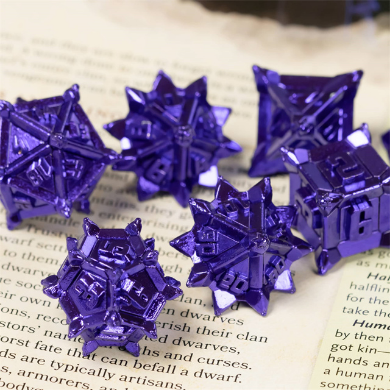 Warrior's Flail: Purple - Metal RPG Dice Set Metal Dice Foam Brain Games