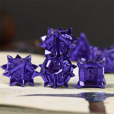 Warrior's Flail: Purple - Metal RPG Dice Set Metal Dice Foam Brain Games